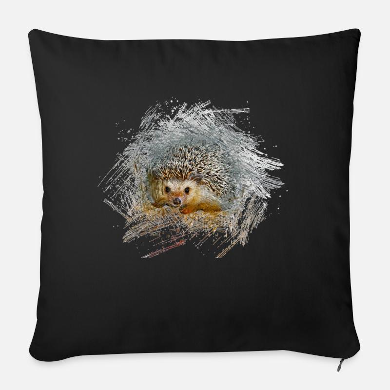 hérisson - Coussin et housse de 45 x 45 cm - noir