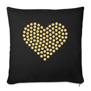 Diamond heart golden yellow - Sofa pillow with filling 45cm x 45cm - black - Front