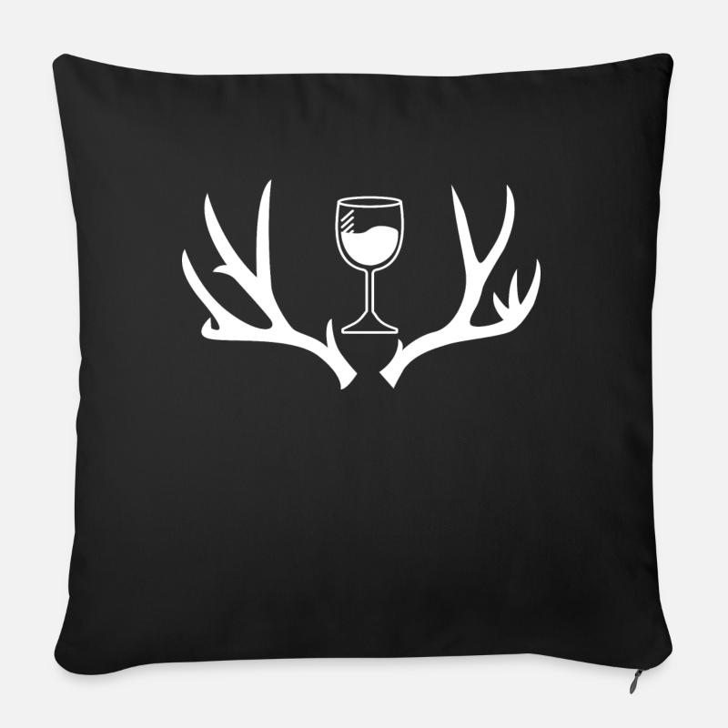 Chasse et vin - Coussin et housse de 45 x 45 cm - noir