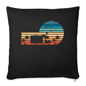 Tee shirts camping car,cadeau de camping car - Coussin et housse de 45 x 45 cm - noir - Devant