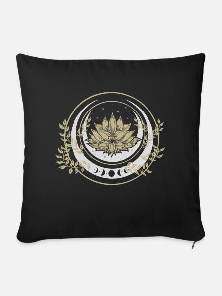 Mond Lotus Blume - Sofakissen mit Füllung 45 x 45 cm - Schwarz