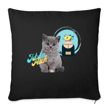 Cat thinks of fish preparation food processor - Sofa pillow with filling 45cm x 45cm - black - Front