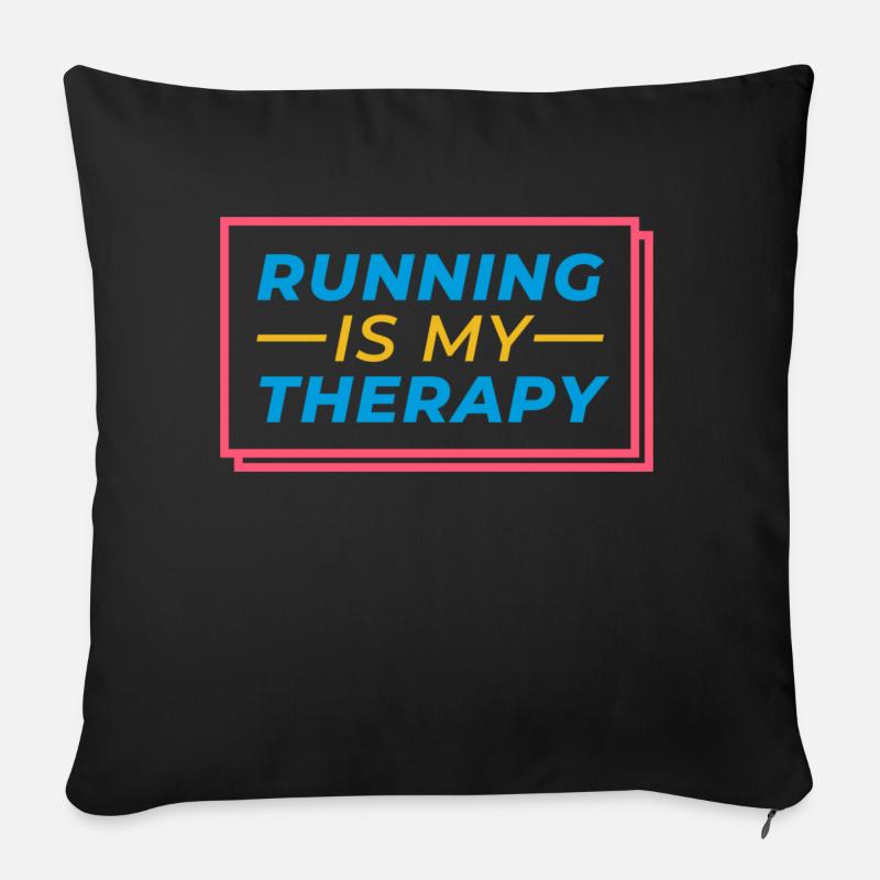 running is my therapy - Sofakissen mit Füllung 45 x 45 cm - Schwarz