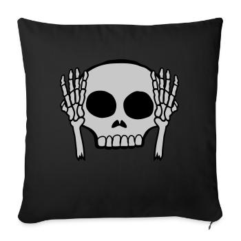 Mains devant les oreilles Crâne - Coussin et housse de 45 x 45 cm - noir - Devant