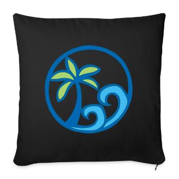 Waves and palm tree - Sofa pillow with filling 45cm x 45cm - black - Front