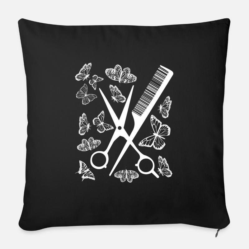 Grande idée cadeau pour coiffeur papillon - Coussin et housse de 45 x 45 cm - noir