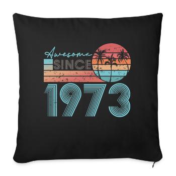 1973 Retro Beach Sunset 50. Geburtstags Shirt - Sofakissen mit Füllung 45 x 45 cm - Schwarz - Vorne