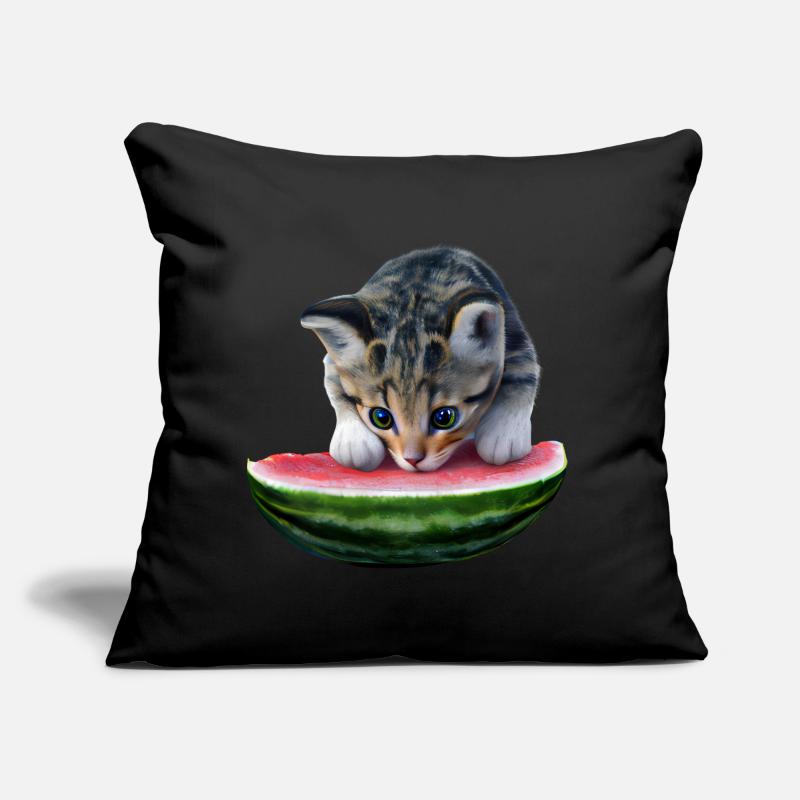 Chat et pastèque Coussin et housse de 45 x 45 cm