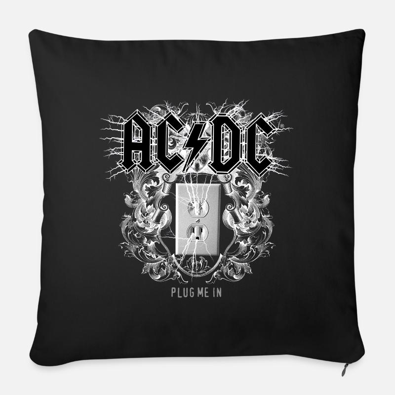 AC/DC Logo With Socket Plug Me In Videoalbum - Sofa pillow with filling 45cm x 45cm - black