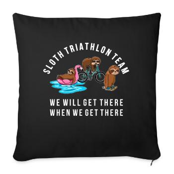 Chemise de sport Sloth Triathlon Team Faultier - Coussin et housse de 45 x 45 cm - noir - Devant