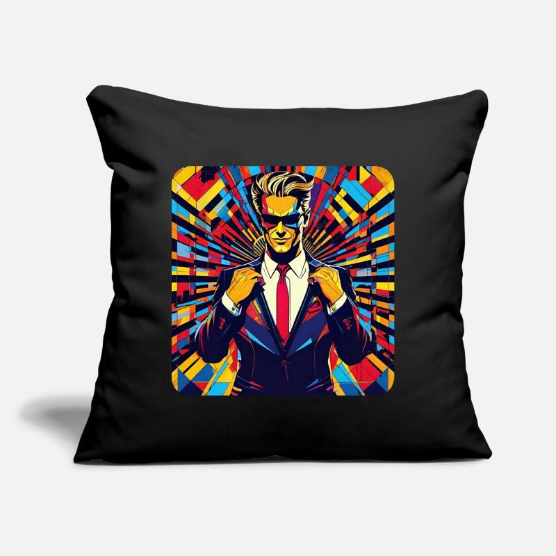 Uomo macho con giacca e cravatta in stile retrò Cuscino da divano 45 x 45 cm con riempimento