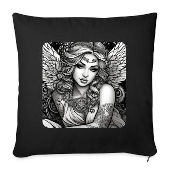 Ange mignon avec des tatouages - Coussin et housse de 45 x 45 cm - noir - Devant