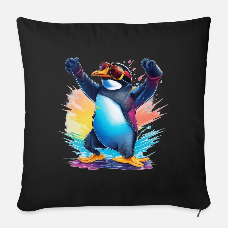 Cooler Pinguin - Sofakissen mit Füllung 45 x 45 cm - Schwarz