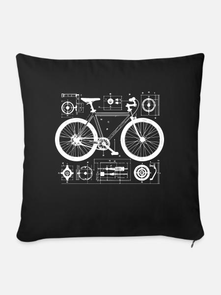 Fahrrad-Drahtgitter-Zeichnung - Sofakissen mit Füllung 45 x 45 cm - Schwarz