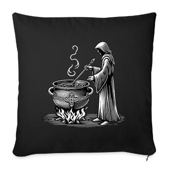 Druid - Cook Witch Soup - Medival - Monk - Wicca - Sofa pillow with filling 45cm x 45cm - black - Front