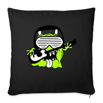 Cool Party Monster Alien Plays Guitar Music - Sofa pillow with filling 45cm x 45cm - black - Front