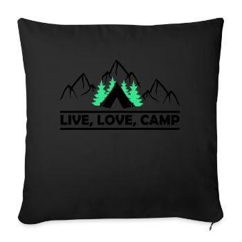 Live Love Camp - Sofa pillow with filling 45cm x 45cm - black - Front