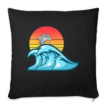Dolphine Sunset Wave Designs - Sofa pillow with filling 45cm x 45cm - black - Front