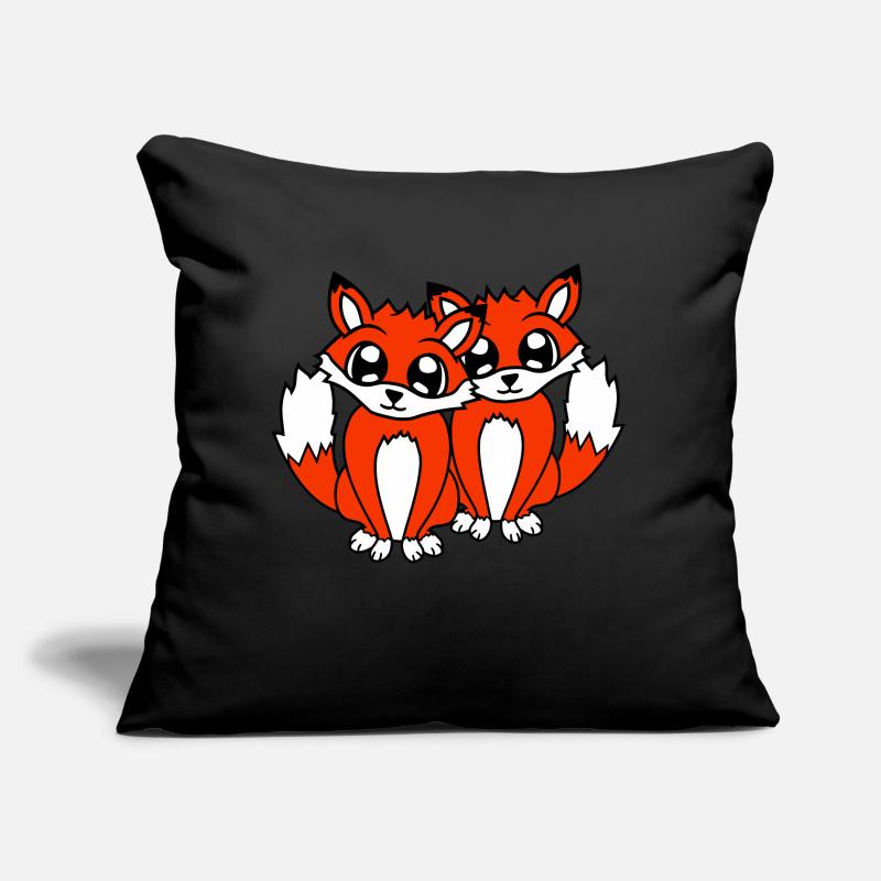 2 Foxes Friends Red Fox Two Wild Animals Team Sofa pillow with filling 45cm x 45cm