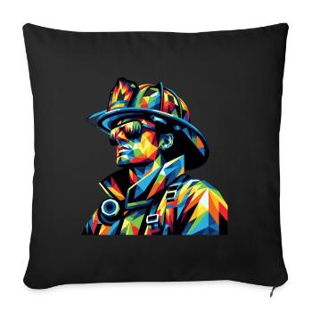 Color Hero – Pompier dans le style Pop Art - Coussin et housse de 45 x 45 cm - noir - Devant