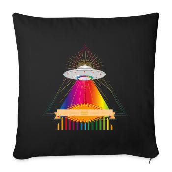 OVNI sur un triangle arc-en-ciel lumineux - Coussin et housse de 45 x 45 cm - noir - Devant