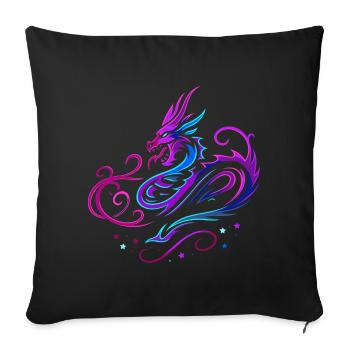 Mystischer Tribal-Drache in Neonfarben - Sofakissen mit Füllung 45 x 45 cm - Schwarz - Vorne