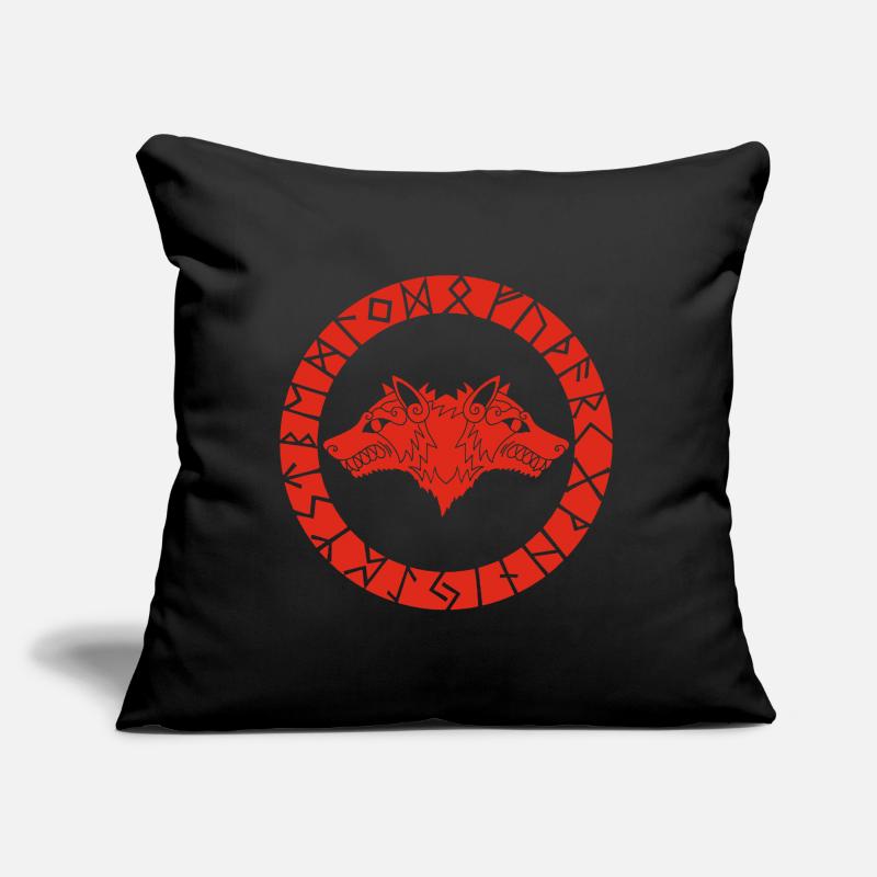 Roter Wikingerwolf mit zwei Köpfen Sofakissen mit Füllung 45 x 45 cm