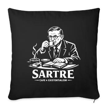 Sartre Café Existentialism - Sofa pillow with filling 45cm x 45cm - black - Front