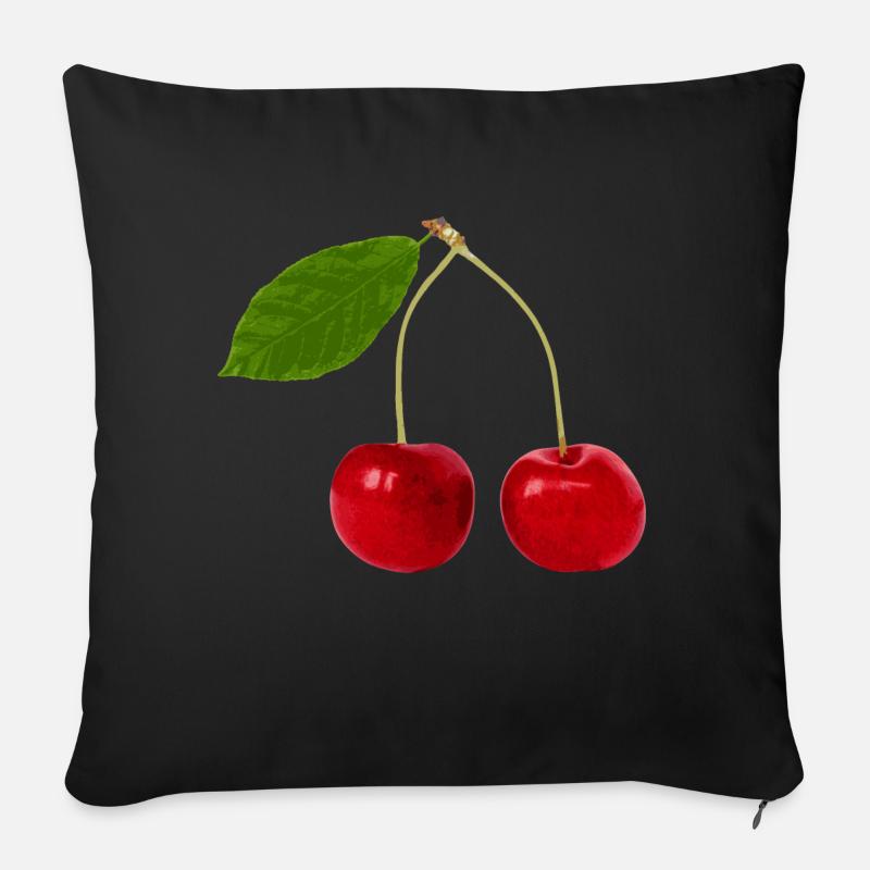 Kirschen Kirsche Obst Früchte Sommer sommerlich - Sofakissen mit Füllung 45 x 45 cm - Schwarz