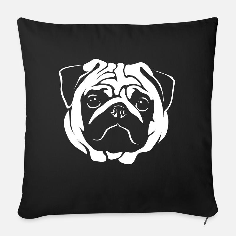 Pug Portrait - Negative Style - Cuscino da divano 45 x 45 cm con riempimento - nero