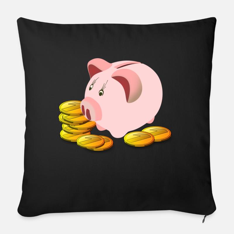 Sparschwein - Sofakissen mit Füllung 45 x 45 cm - Schwarz