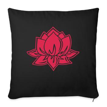 Lotus, Lotusblüte, Lotusblume, 23 Farben wählbar - Sofakissen mit Füllung 45 x 45 cm - Schwarz - Vorne