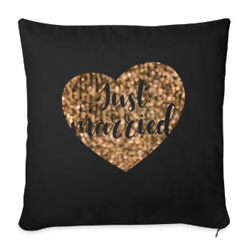 just married heart glam - Sofa pillow with filling 45cm x 45cm - black - Front