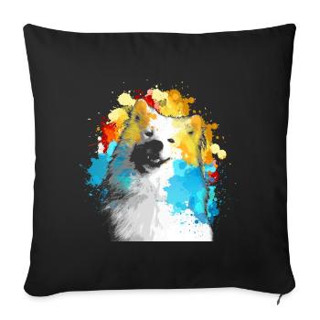 Samoyed watercolor multicolored - Sofa pillow with filling 45cm x 45cm - black - Front