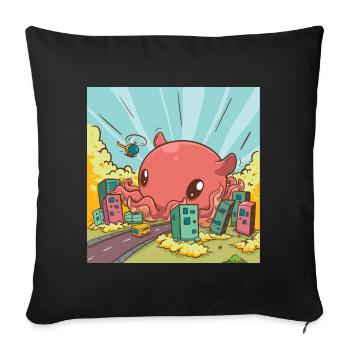 Cute elephant octopus is coming to town - Sofa pillow with filling 45cm x 45cm - black - Front