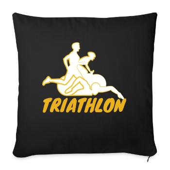 Triathlon Shirt, Triathlet Geschenkidee Triathlete - Sofakissen mit Füllung 45 x 45 cm - Schwarz - Vorne
