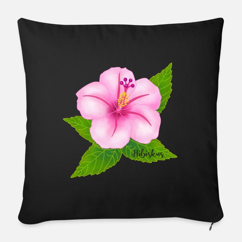 Hibiscus - Coussin et housse de 45 x 45 cm - noir