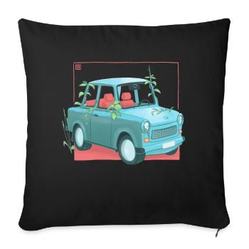 Trabi avec des plantes - Coussin et housse de 45 x 45 cm - noir - Devant