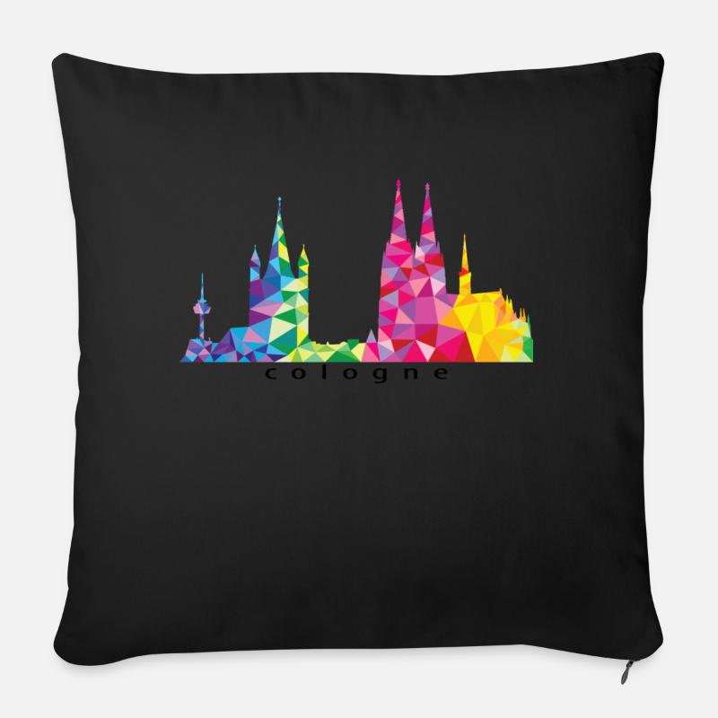 Cologne Skyline colored black font - Sofakissen mit Füllung 45 x 45 cm - Schwarz