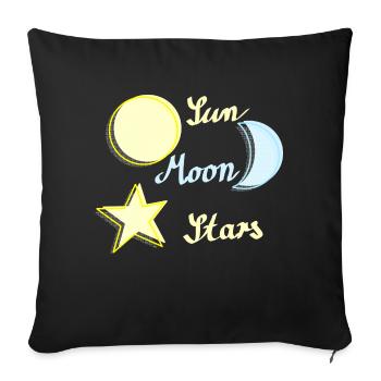 Sun, moon and stars - Sofa pillow with filling 45cm x 45cm - black - Front