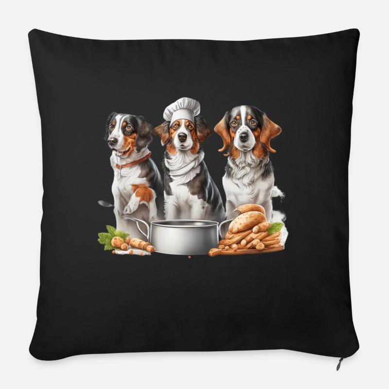 Hundeköche - Sofakissen mit Füllung 45 x 45 cm - Schwarz