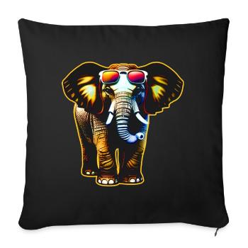 Cool elephant with sunglasses - Sofa pillow with filling 45cm x 45cm - black - Front