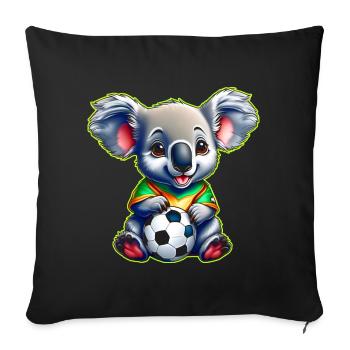 Cute Koala Bear with Soccer Ball - Sofa pillow with filling 45cm x 45cm - black - Front