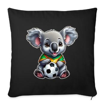 Mignon koala australien avec ballon de football - Coussin et housse de 45 x 45 cm - noir - Devant