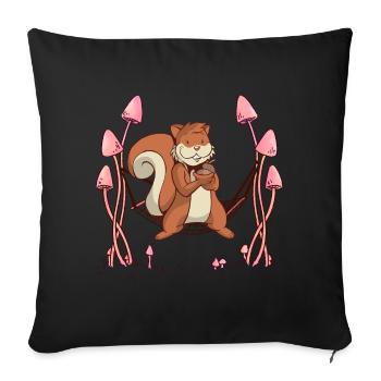Écureuil Woodland animaux hamac. - Coussin et housse de 45 x 45 cm - noir - Devant