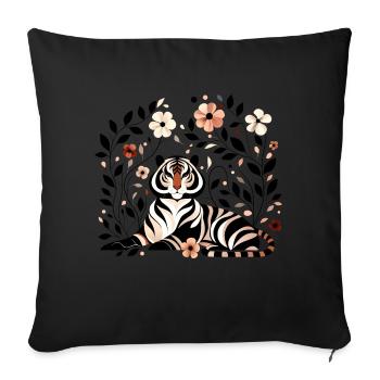 Floraler Tiger - Sofakissen mit Füllung 45 x 45 cm - Schwarz - Vorne