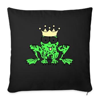 Prince Charmant Grenouille Roi - Coussin et housse de 45 x 45 cm - noir - Devant