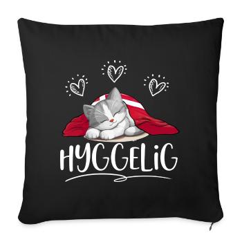HYGGELIG - HYGGE - Gris chat -w - Coussin et housse de 45 x 45 cm - noir - Devant