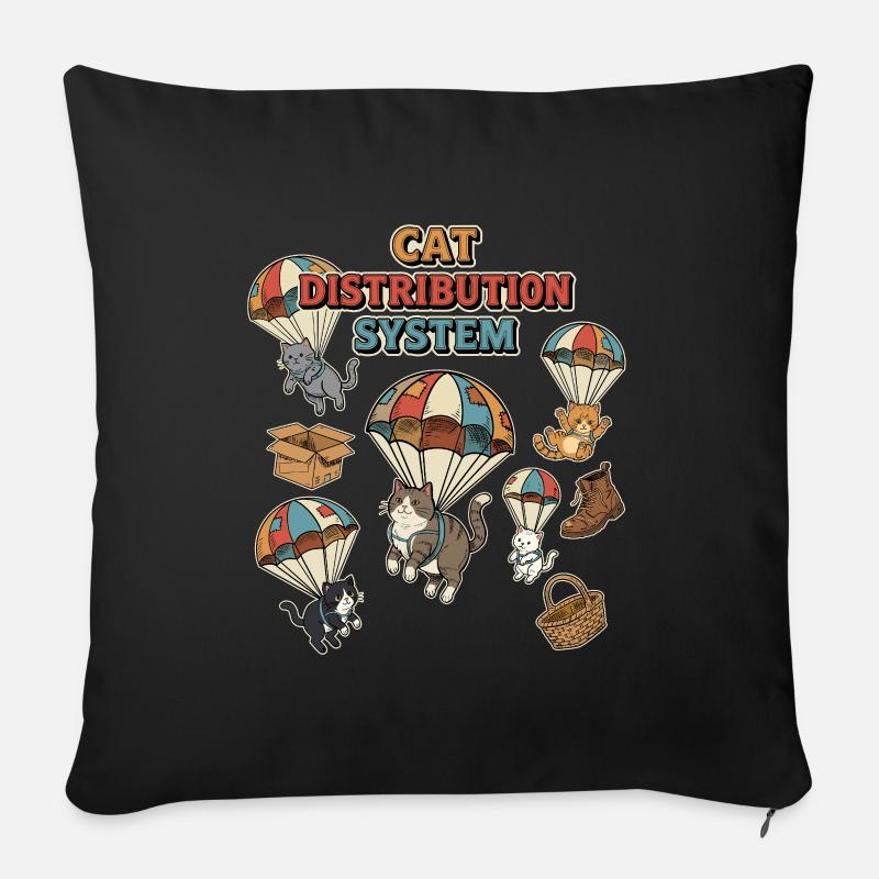 Système de distribution des chats - Coussin et housse de 45 x 45 cm - noir