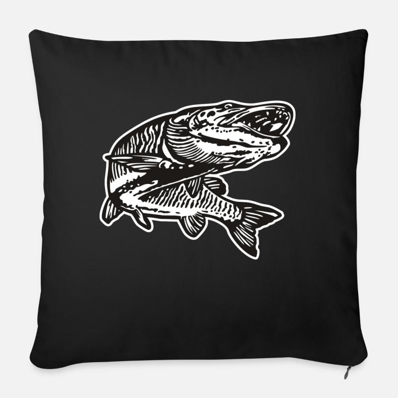Hecht mit kontur - Sofakissen mit Füllung 45 x 45 cm - Schwarz